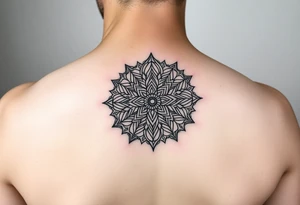 intricate mandala with sacred geometry and cosmic elements tattoo idea