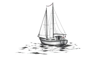 sailing boat in a bay tattoo idea