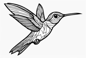 Design a minimalist tattoo of a hummingbird in flight, with elegant lines capturing its grace and vibrant energy tattoo idea