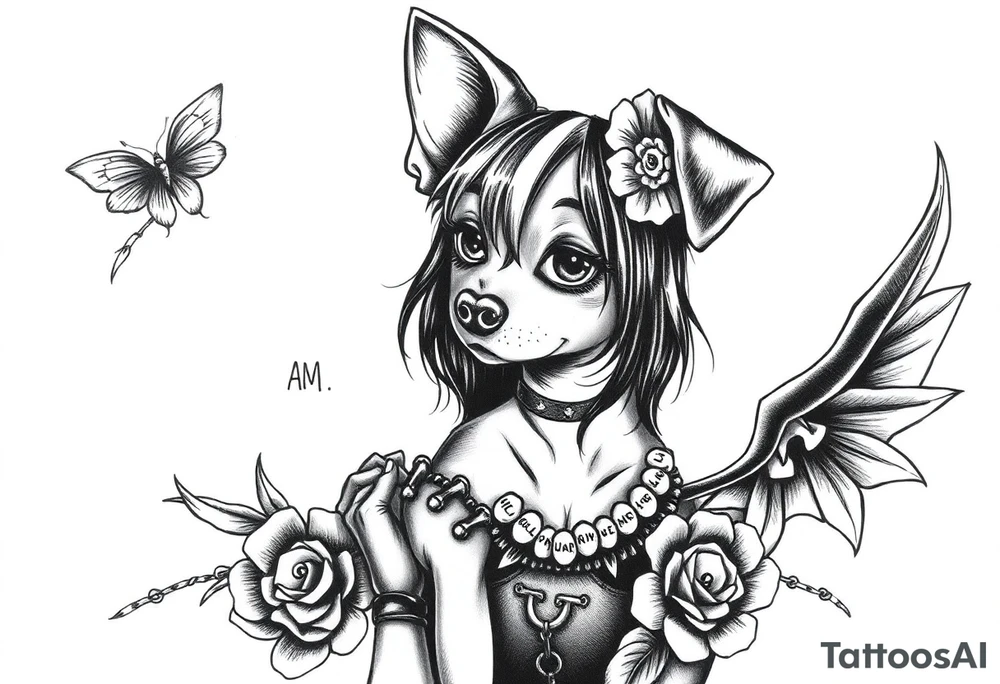 hot puppy goth girl tattoo idea