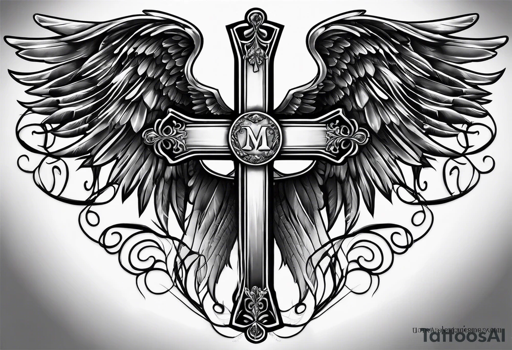 Rest in peace mom cross with angel wings tattoo idea Rest in peace mom cross with angel wings tattoo idea