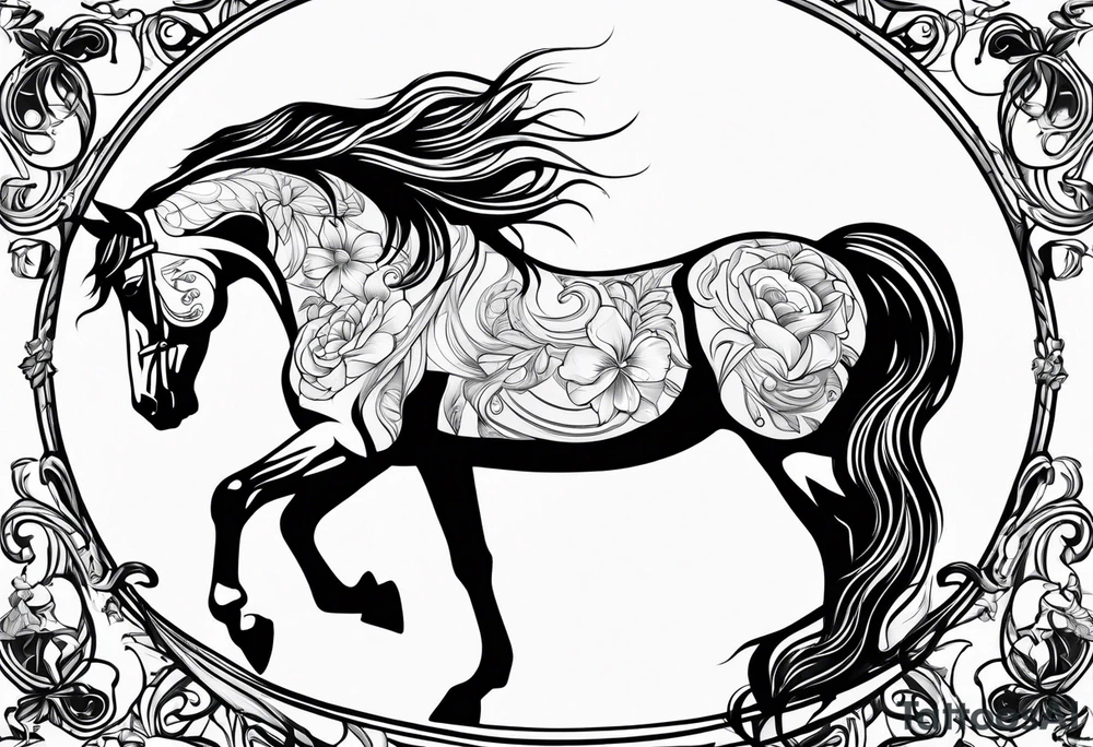 Linework horse tattoo idea