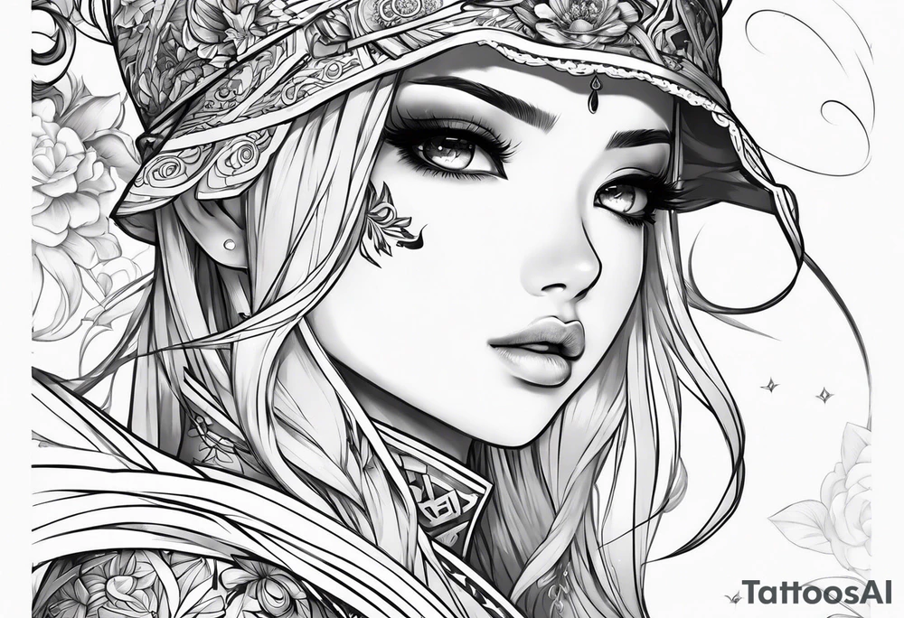 anime girl tattoo idea