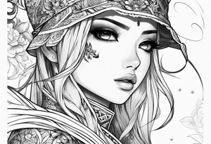 anime girl tattoo idea