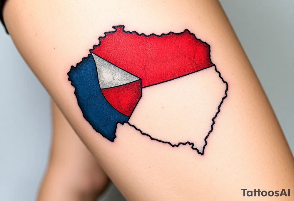 A detailed map of the Czech Republic with the flag’s colors filling the borders, making it both stylish and meaningful tattoo idea