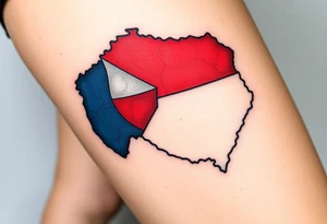 A detailed map of the Czech Republic with the flag’s colors filling the borders, making it both stylish and meaningful tattoo idea