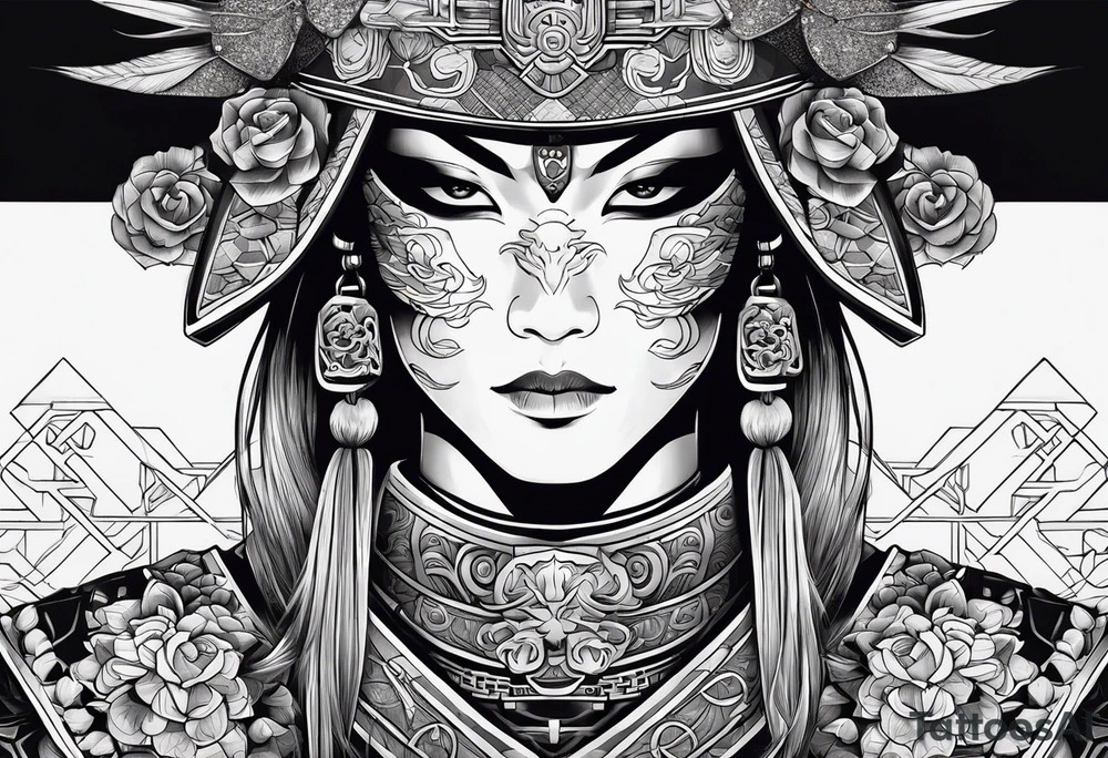 Japanese Warrior with skull mask tattoo idea
