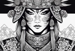 Japanese Warrior with skull mask tattoo idea
