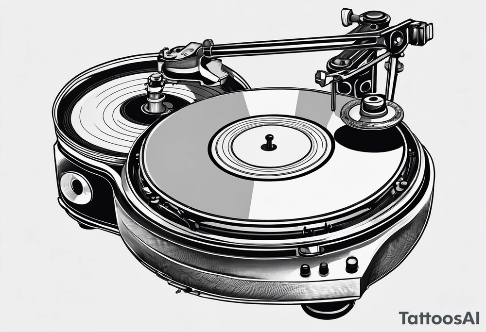 A recordplayer fineline minimalistic roftop tattoo idea A recordplayer fineline minimalistic roftop tattoo idea