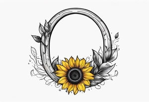 Realistic Horseshoe around a sunflower tattoo idea