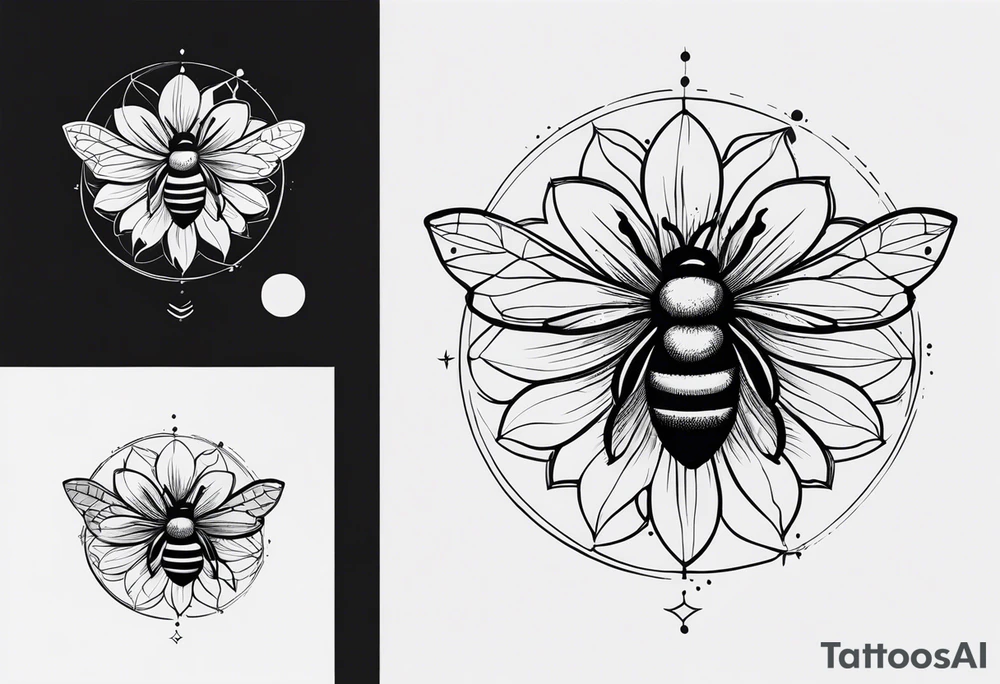 Bee, moon phases, sunflower tattoo idea