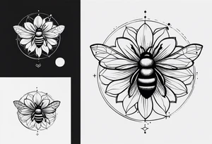 Bee, moon phases, sunflower tattoo idea