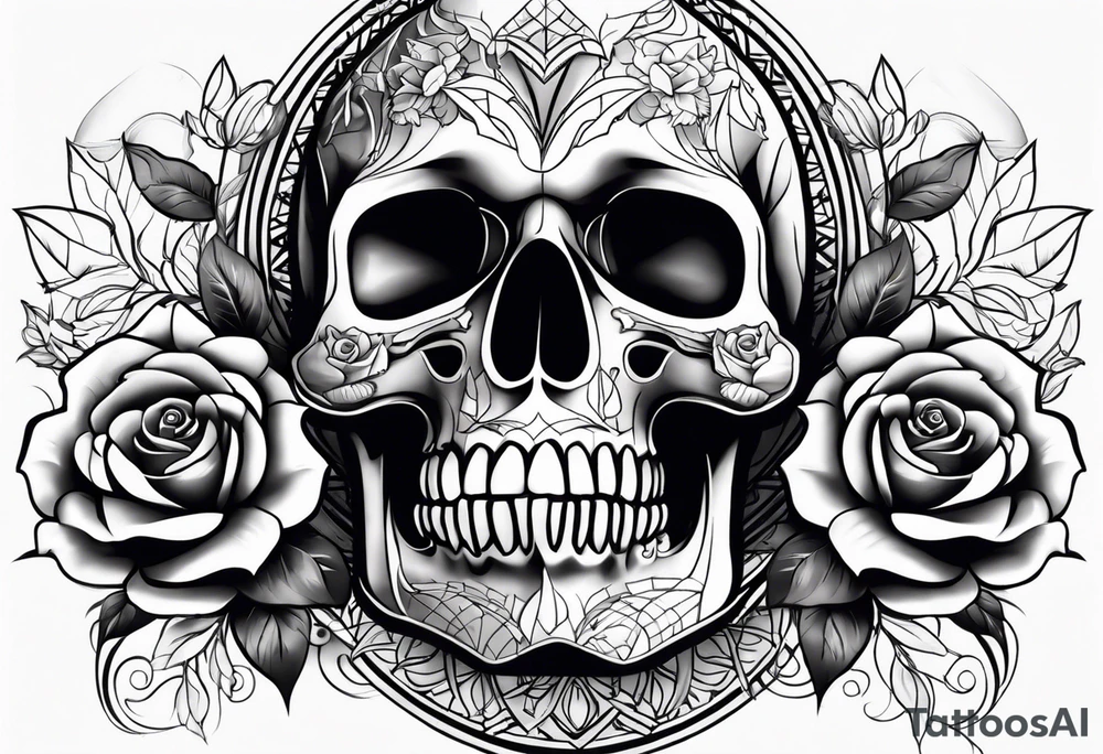skull and roses tattoo idea