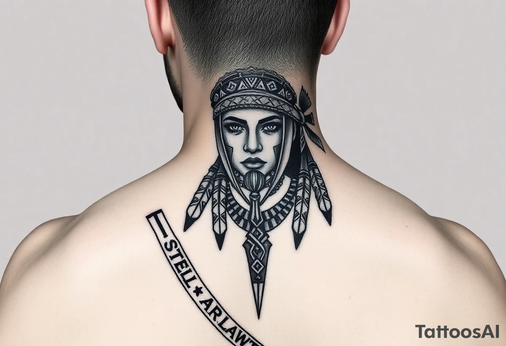 modern lady Aztec warrior sad but strong tired but still going tattoo idea