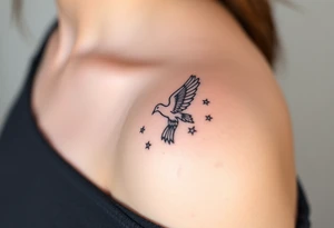 Wolf moon stars dove tattoo idea