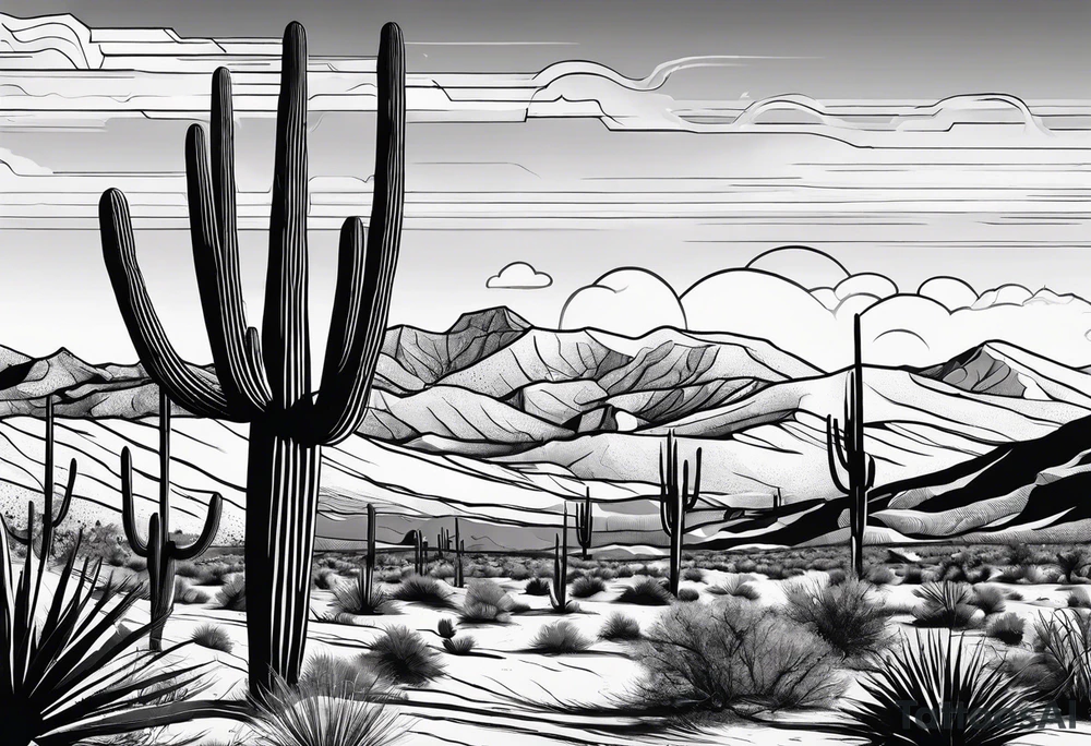 Running through desert with cacti tattoo idea