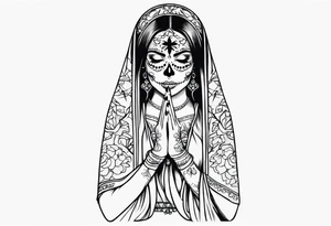 Sugar skull girl praying tattoo idea