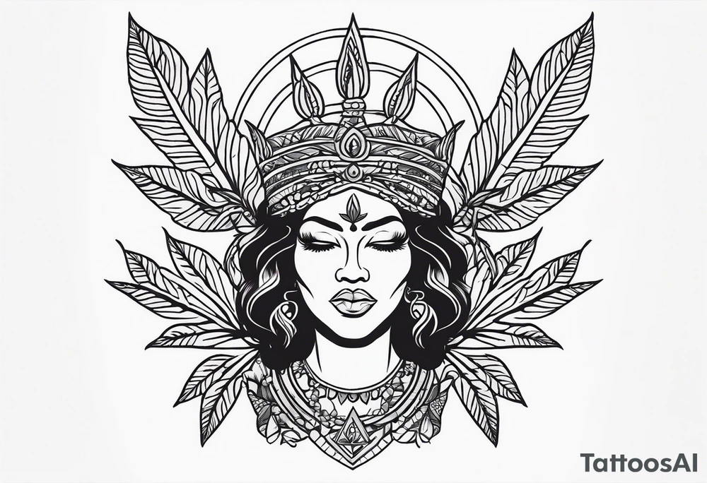 Black Goddess of marijuana tattoo idea