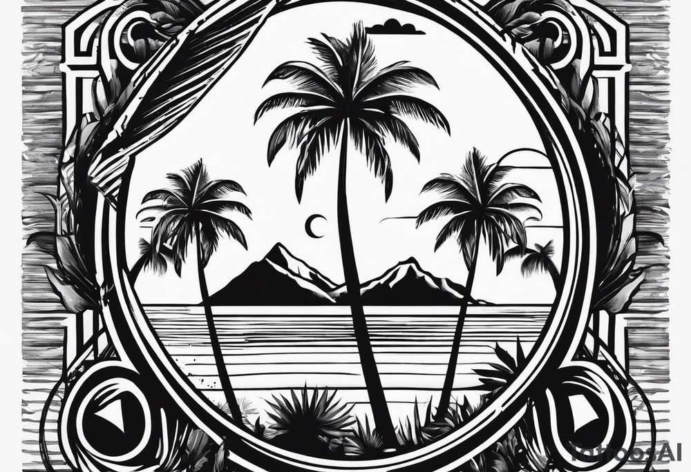 Small Postage stamp with palm tree tattoo idea