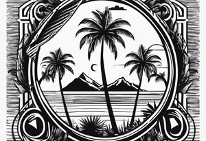 Small Postage stamp with palm tree tattoo idea