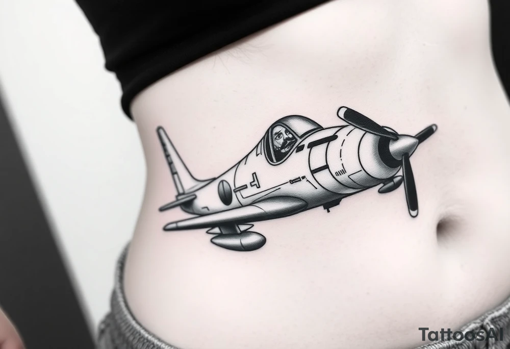 Small airplane an-6 who has moustache on his face tattoo idea