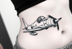 Small airplane an-6 who has moustache on his face tattoo idea