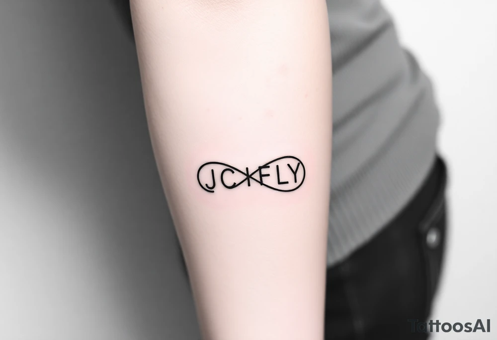 A small tattoo to go on my inner forearm with the letters JCIFLY in an infinity symbol shape more enclosed and smaller tattoo idea