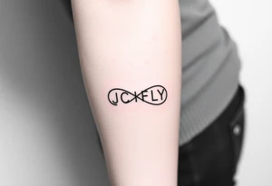 A small tattoo to go on my inner forearm with the letters JCIFLY in an infinity symbol shape more enclosed and smaller tattoo idea