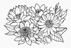 Asters, roses, Lillies, chrysanthemums tattoo idea