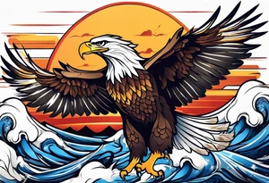 eagle and sun and sea tattoo idea