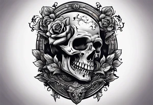 Arm emerging from grave, MIW Reincarnate written on gravestone tattoo idea