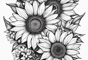 sunflowers, Daisy, wildflower, sleeve half tattoo idea
