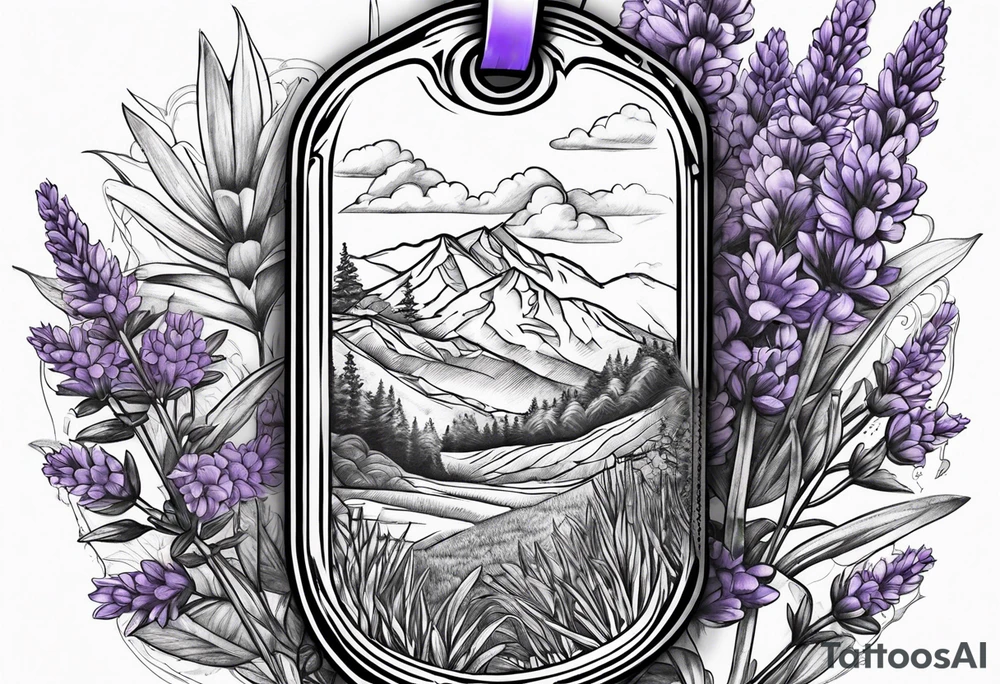 Dog tag lavender tattoo idea
