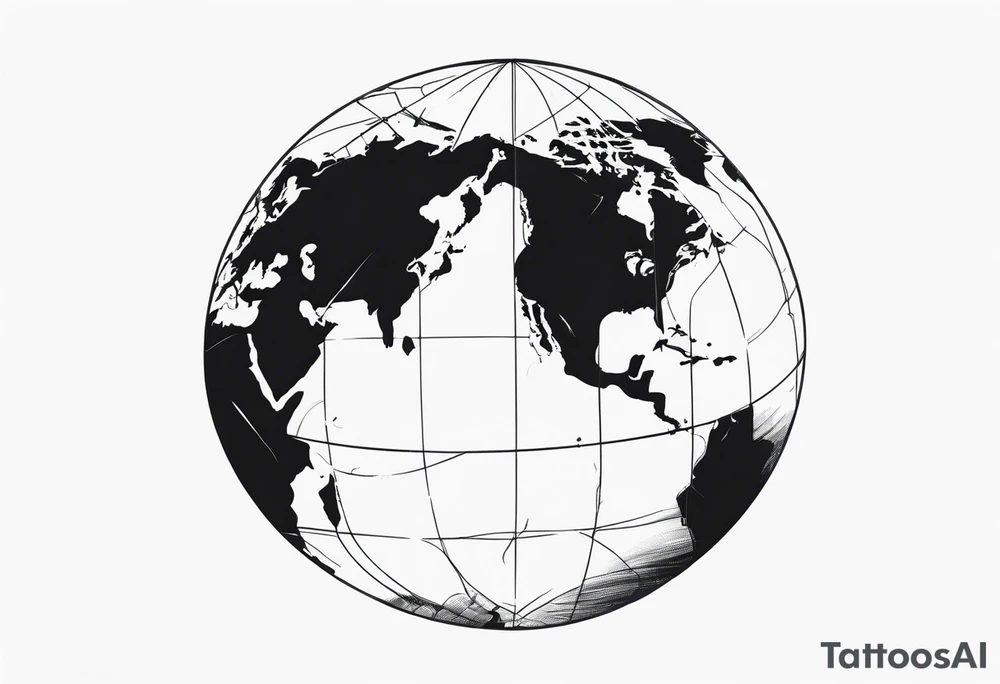sphere breaking with world map tattoo idea