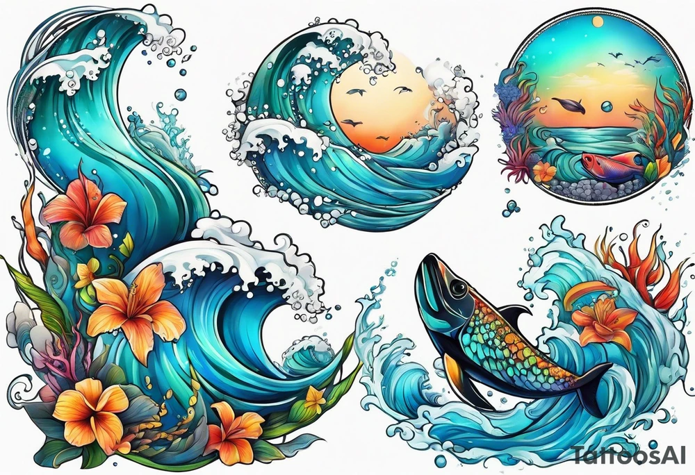 Animal cute , ocean tattoo idea