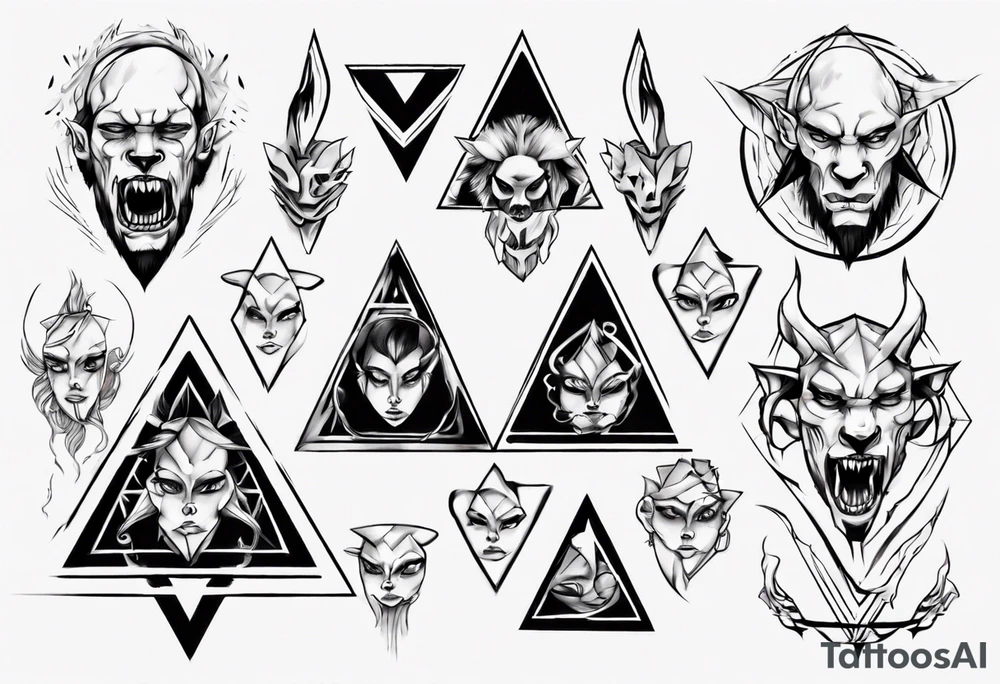 Face claw triangle tattoo idea