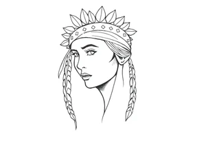 Female Native American wearing headband tattoo idea