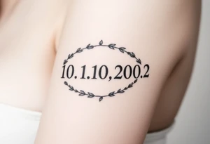 roman numerals of 10.10.2002 in laurel crown in an ancient roman styles tattoo idea