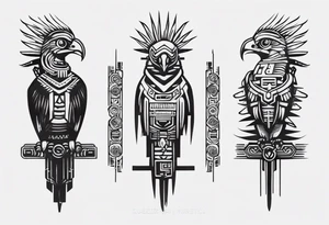 minimalist cyberpunk Mayan inspired Quetzal tattoo idea