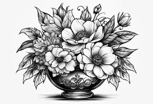 dead flower in a vase tattoo idea