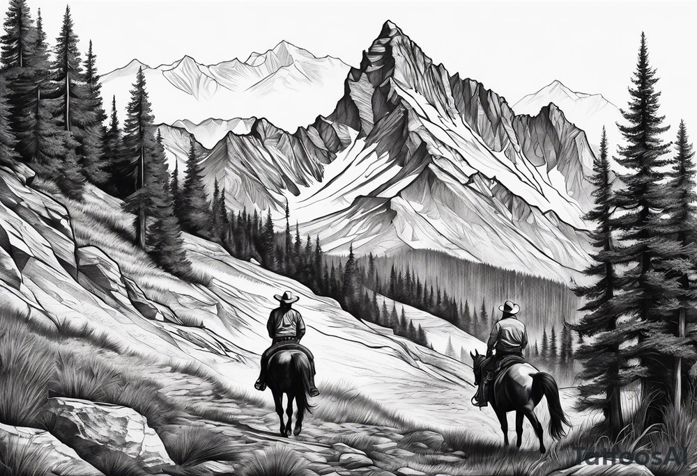 Mountains cowboy tattoo idea