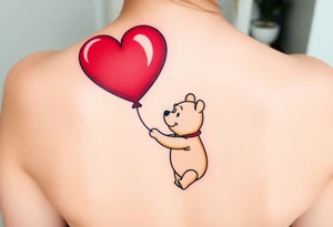 Winnie the pooh with a huge 
heart balloon tattoo idea