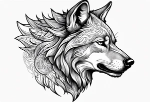 realistic style fenrir wolf in profile tattoo idea