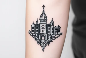 vertikalna tetovaza Beograda na nozi tattoo idea
