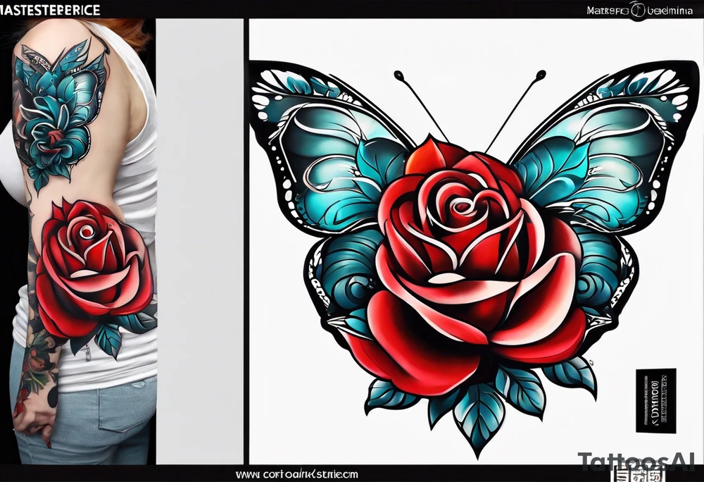 женщина демон с красными языками пламени за ней tattoo idea