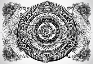 Pagan style tattoo circles triangles words tattoo idea