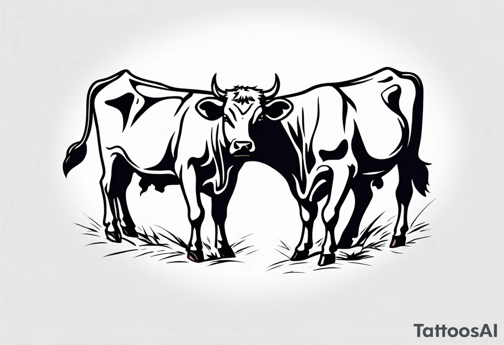 two cow fighting with each other tattoo idea