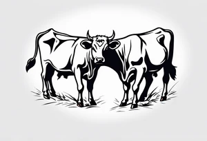 two cow fighting with each other tattoo idea