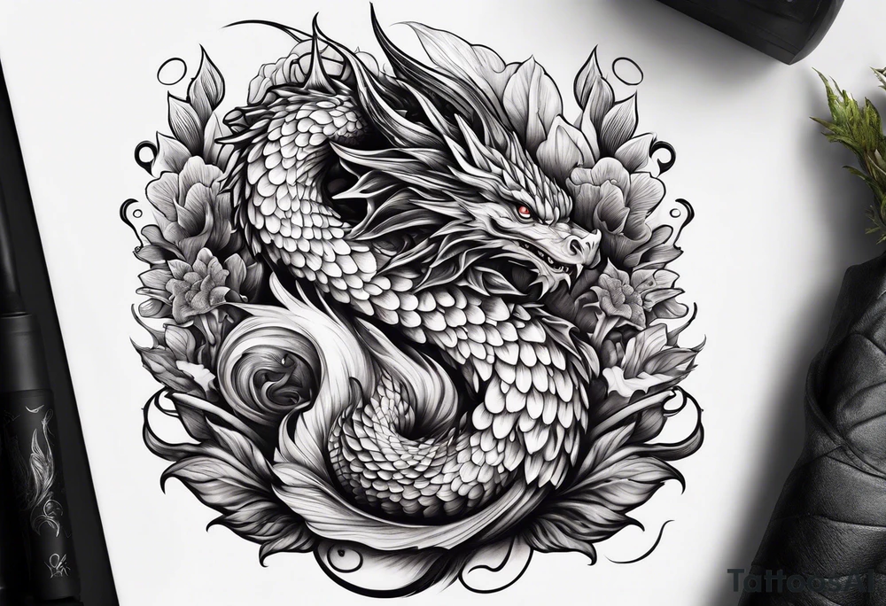 Mushroom dragon tattoo idea
