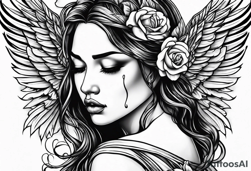 Crying angel tattoo idea